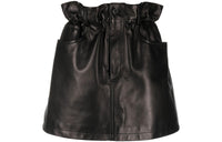 MIU MIU Leather Short Skirts Women's Black