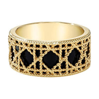 DIOR 18K Gold Black Coated Rings Unisex Gold