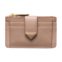 PRADA Saffiano Leather Card Holder Women's Pink