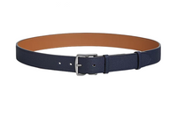 HERMES Etriviere Silver Pin Buckle Leather Belts Men's Blue Width 3.2CM