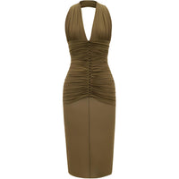 SAINT LAURENT FW24 Sleeveless Dress Women's Khaki
