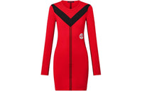 LOUIS VUITTON Sporty Mesh Accent Dress Long-Sleeved Dresses Women's Red