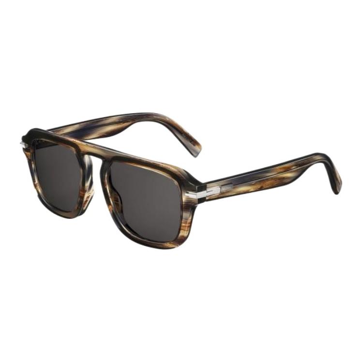 DIOR Square Sunglasses Men's Black Gold