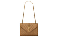 SAINT LAURENT ENVELOPE Sheepskin Envelope Bag, Crossbody Bag, Shoulder Bag Women's Dark Cork