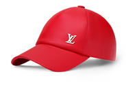 LOUIS VUITTON Cow Leather Metal Baseball Caps Men's Red
