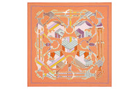 HERMES Silk Scarves Women's Apricot Yellow/Aqua Green