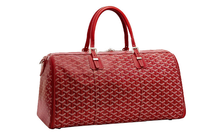 GOYARD Canvas Cowhide Travel Bag Sports Handbag Unisex Red