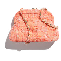 CHANEL Wool Blend Tweed Crossbody Bag Shoulder Bag Women's Orange Beige