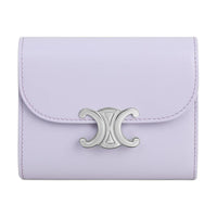 CELINE Triomphe Cow Leather Wallet Small Size Women's Light Purple