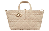 DIOR Cow Leather Native Handbag Medium Size Women's Pink Beige