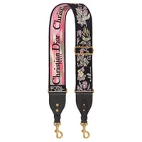 DIOR Cotton With Calfskin Bag Shoulder Strap Women's Black
