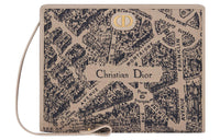 DIOR 30 Montaigne Jacquard Fabric Clutch Medium Size Women's Beige/Black