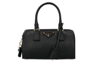 PRADA Re-Edition Leather Handbag Unisex Black
