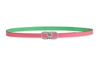HERMES Double-Sided Plaisance Smooth Buckle Leather Belts Women's Pink Width: 1.3cm