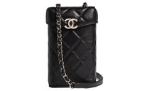 CHANEL Lambskin Shoulder Bag, Crossbody Bag, Cell Phone Pouch Mini Women's Black