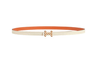 HERMES Leather Belts Women's White/Orange