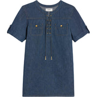 CELINE Mini Dress In Dark Ocean Wash Denim