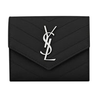 SAINT LAURENT Monogram Quilted Leather Wallet Bag Women's Black