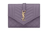 SAINT LAURENT Calfskin Envelope Bag Card Holder Women's Fuchsia