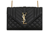 SAINT LAURENT ENVELOPE Leather Envelope Bag Shoulder Bag Crossbody Bag Regular Women's Black