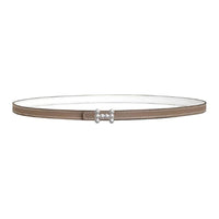 HERMES Palladium Plated Leather Belts Unisex Taupe/White Width 1.3cm