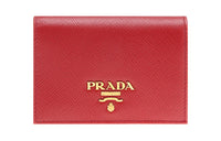 PRADA Cow Leather Wallet Regular Women's Red
