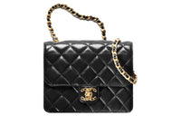 CHANEL Sheepskin Chain Shoulder Bag Crossbody Bag Women's Black