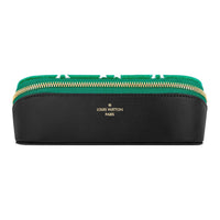 LOUIS VUITTON Leather Eyeglass Pouch Small Size Unisex Green & Black