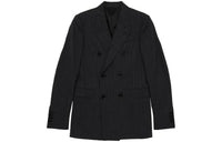 CELINE Double Breasted Pinstriped Wool Blazer