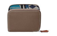 HERMES Silk'In Epsom Calfskin Wallet Women's Elephant Gray Color