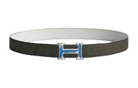 HERMES H Design Smooth Buckle Leather Belts Men's Width: 3.2CM