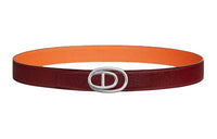 HERMES Cow Leather Leather Belts Men's Red/Orange Width: 3.2CM