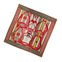 HERMES Cashmere Shawls Women's Red/Apricot/Orange/Pink/Blue