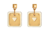 HERMES As De Coeur Earrings Women's Gray White