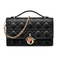 DIOR Lambskin Shoulder Bag Crossbody Bag Handbag Women's Black