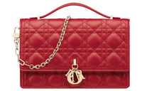 DIOR Lambskin Shoulder Bag Crossbody Bag Handbag Women's Isolated Heather Red