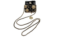 CHANEL Leather Gold Coin Purse Crossbody Bag Women's Black