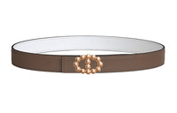 HERMES Bubble Buckle & Double-Sided Swift And Epsom Calfskin Leather Belts Women's Elephant Gray/White Width: 2.4cm