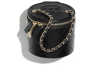 CHANEL Lambskin Round Bucket Bag Shoulder Bag Women's Black