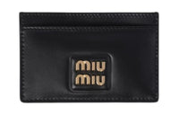 MIU MIU Leather Card Holder Card Holder Women's Black