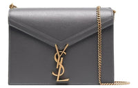 SAINT LAURENT CASSANDRA Cow Leather Portable Crossbody Bag, Shoulder Bag Women's Gray