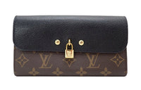 LOUIS VUITTON Monogram Leather Wallet Women's Black Brown