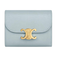 CELINE Triomphe Lizard Skin Wallet Small Size Women's Ice Blue