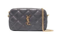 SAINT LAURENT Lambskin Shoulder Bag Women's Gray