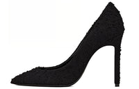 SAINT LAURENT Anja BOUCLÉ TWEED Slim Heel High Heels 10.5cm Women's Black
