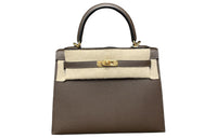 HERMES Kelly Epsom Leather One Shoulder Handbags Women's Bark Color