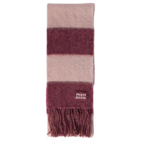MIU MIU Mohair Polyamide Wool Recycled Polyester Knit Scarves Unisex Red/Pink