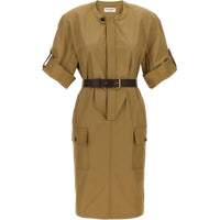 SAINT LAURENT Short-Sleeved Dresses Women's Beige