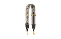 DIOR Embroidery Bag Strap Women's Beige & Black