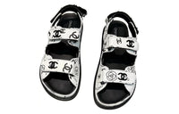 CHANEL Strap Sandals Women's Black White